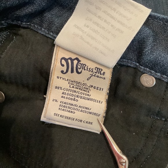 Miss Me Wide Leg Flare Jeans Lawrence Dark Wash Crackle Fade JP4531 Low Rise - Picture 15 of 16